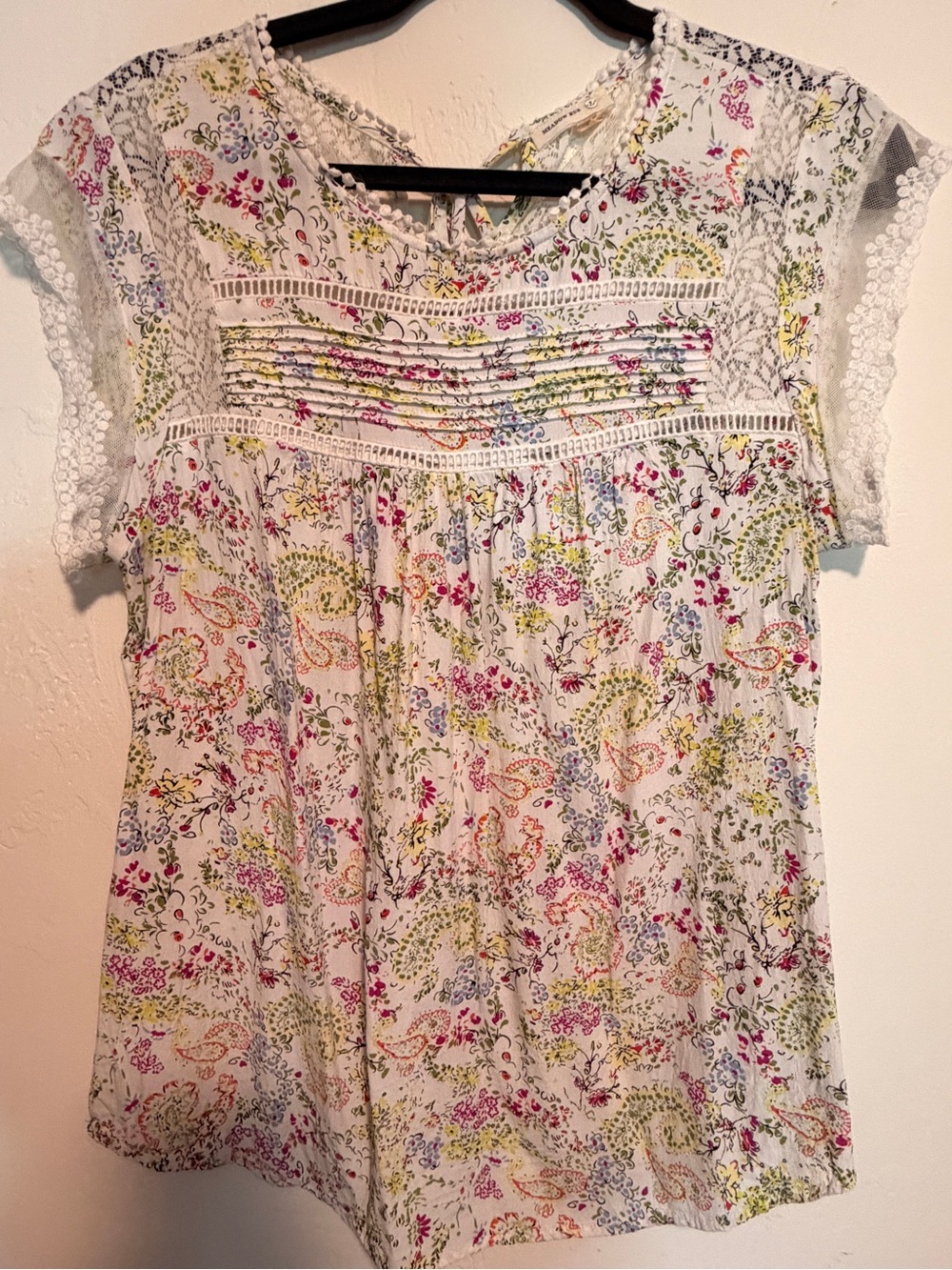 Meadow Rue White Floral Lace-Trim Tunic